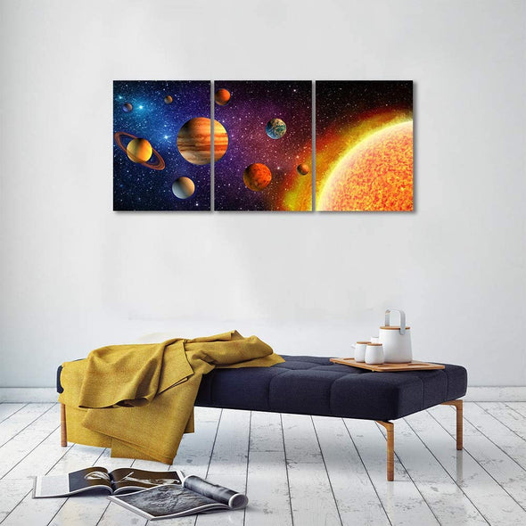 Outer Space Canvas Wall Art Planet Posters & Prints Artwork Abstract Universe Paintings Wall Decorations for Kids Room Stretched Canvas Picture for Living Room Bedroom Home Office Decor