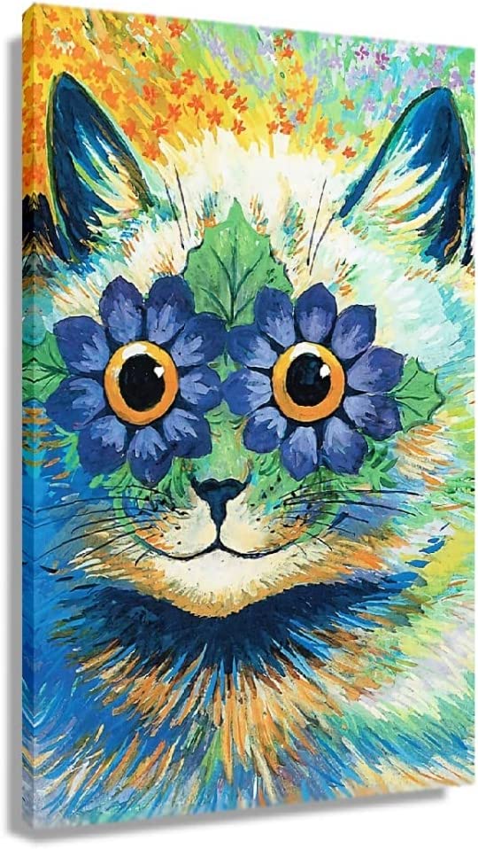 Flower Power Cat Poster Painting Wall Canvas Art