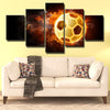 Burning Soccer 5 Panel Pictures Canvas Print Artwork Wall Decor Set-1003 (2)