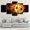Burning Soccer 5 Panel Pictures Canvas Print Artwork Wall Decor Set-1003 (3)