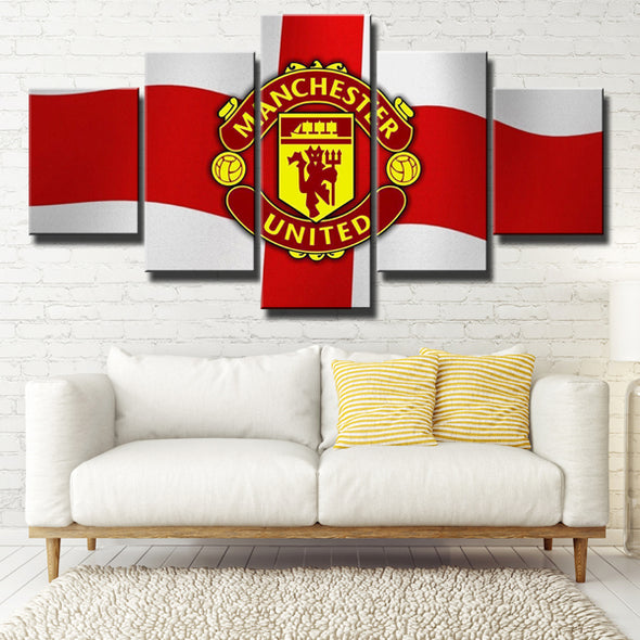 Man United Flag 5 Piece Red and Grey Wall Art Prints Canvas Picture-0138 (1)