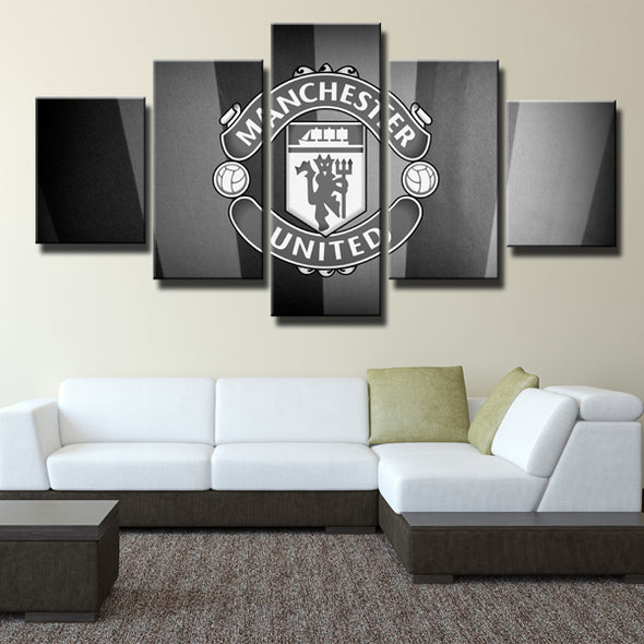 Man United Grey 5 Panel Canvas Framed Art Prints Wall Decor Picture Set-105 (4)