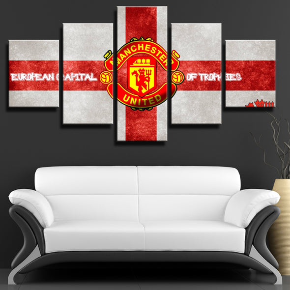Man United Grey Red Wall Art 5 Piece Canvas Prints Picture Frames Home Decor-106 (1)