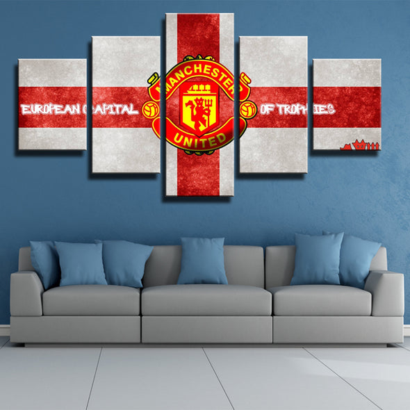 Man United Grey Red Wall Art 5 Piece Canvas Prints Picture Frames Home Decor-106 (2)
