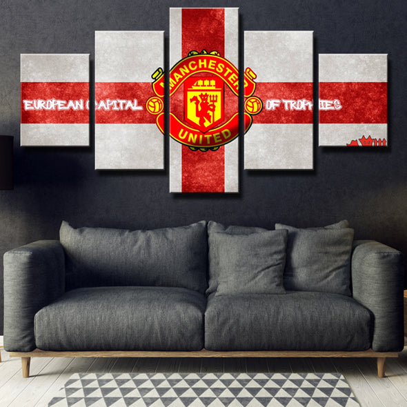 Man United Grey Red Wall Art 5 Piece Canvas Prints Picture Frames Home Decor-106 (3)