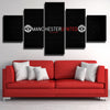 Man United Logo Black Wall Art 5 Panel Canvas Prints Decor Picture for Home-109 (2)