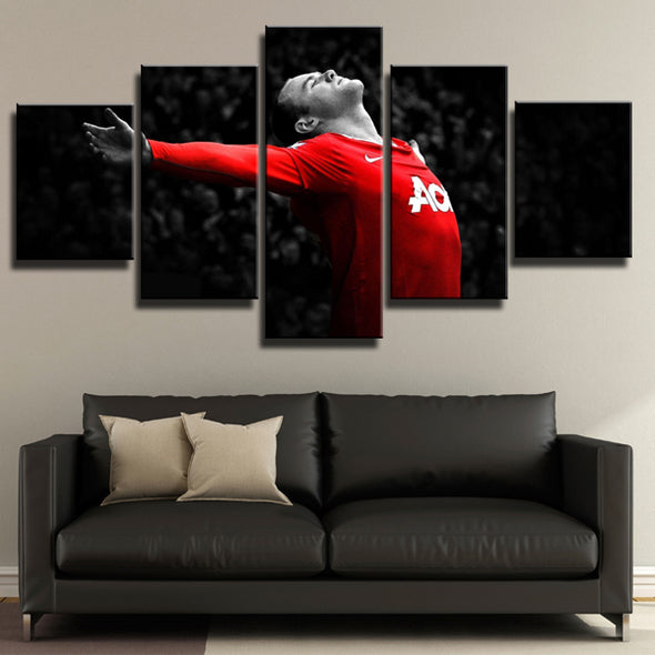 Man United Red nd Black Wall Art 5 Panel Canvas Prints Picture for Decor-110 (2)