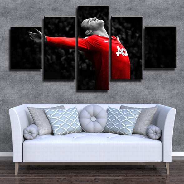 Man United Red nd Black Wall Art 5 Panel Canvas Prints Picture for Decor-110 (3)