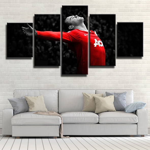 Man United Red nd Black Wall Art 5 Panel Canvas Prints Picture for Decor-110 (4)