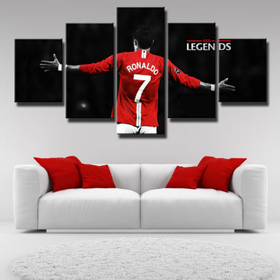 Man United Ronaldo Black Red 5 Piece Canvas Art Prints Decor Pictures-103 (1)