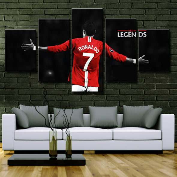 Man United Ronaldo Black Red 5 Piece Canvas Art Prints Decor Pictures-103 (2)