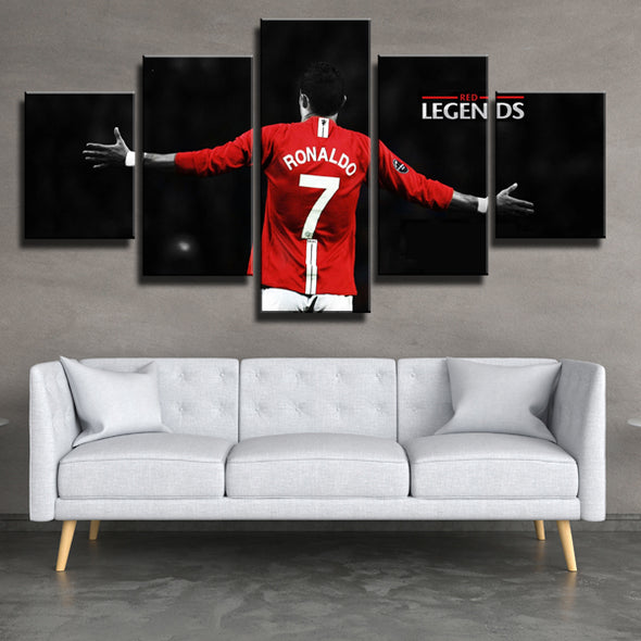 Man United Ronaldo Black Red 5 Piece Canvas Art Prints Decor Pictures-103 (3)