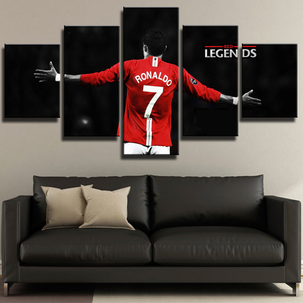 Man United Ronaldo Black Red 5 Piece Canvas Art Prints Decor Pictures-103 (4)