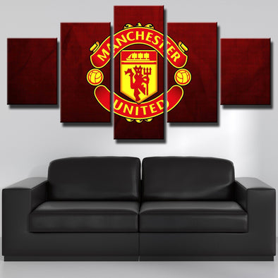 Man Utd Logo 5 Piece Pictures Frames Painting Prints Canvas Wall Art-124 (1)