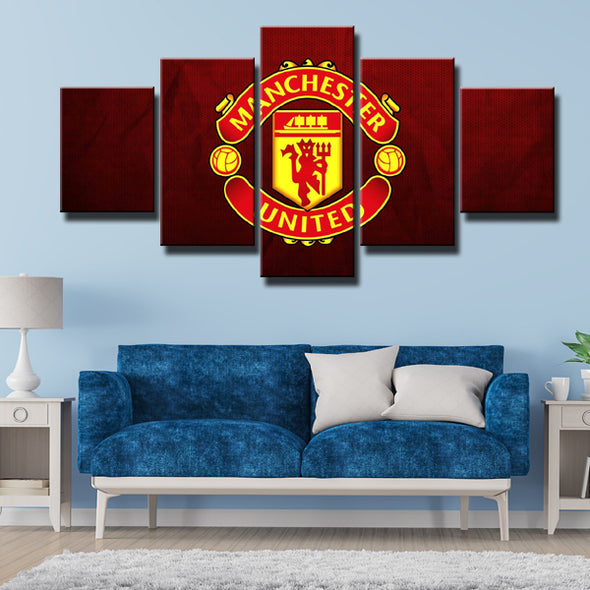 Man Utd Logo 5 Piece Pictures Frames Painting Prints Canvas Wall Art-124 (3)