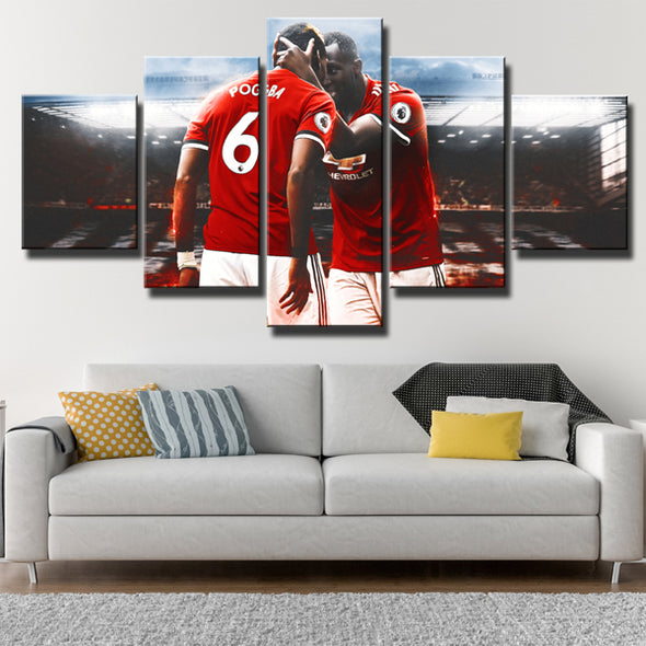 Man Utd Paul Pogba Lukaku 5 Piece Framed Prints Canvas Art Decor Picture for Home-114 (1)