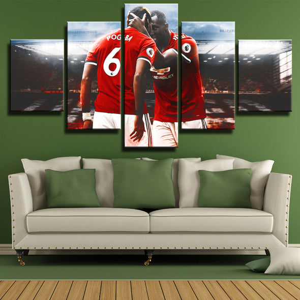 Man Utd Paul Pogba Lukaku 5 Piece Framed Prints Canvas Art Decor Picture for Home-114 (2)