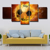 Modern 5 Panel Burning Fooball Painting Pictures Print Canvas Art-1005 (3)