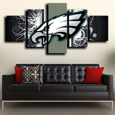 canvas set of 5 framed prints Eagles logo crest home decor-1214 (1)