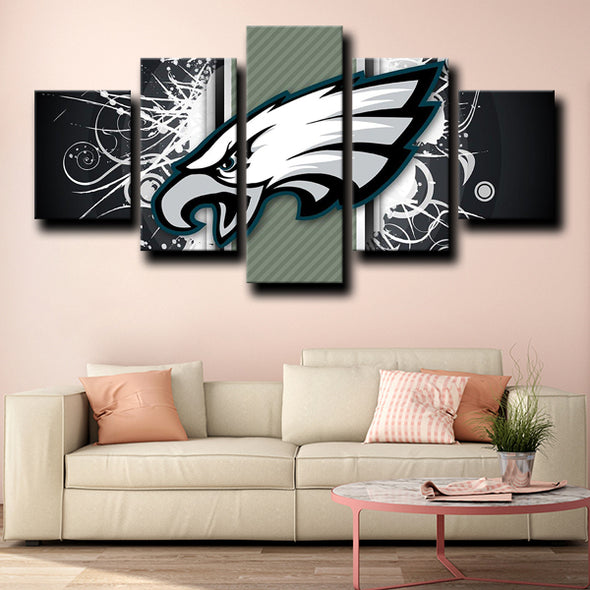canvas set of 5 framed prints Eagles logo crest home decor-1214 (2)