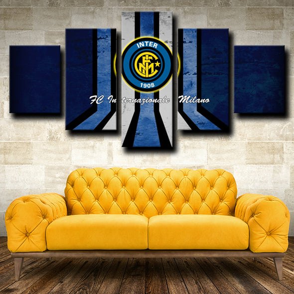 canvas set of 5 framed prints Inter Milan Logo Blue home decor-1213 (4)