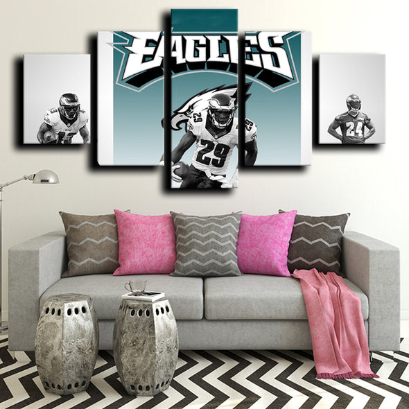 cheap 5 piece canvas art prints Eagles teammates home decor-1218 (3)