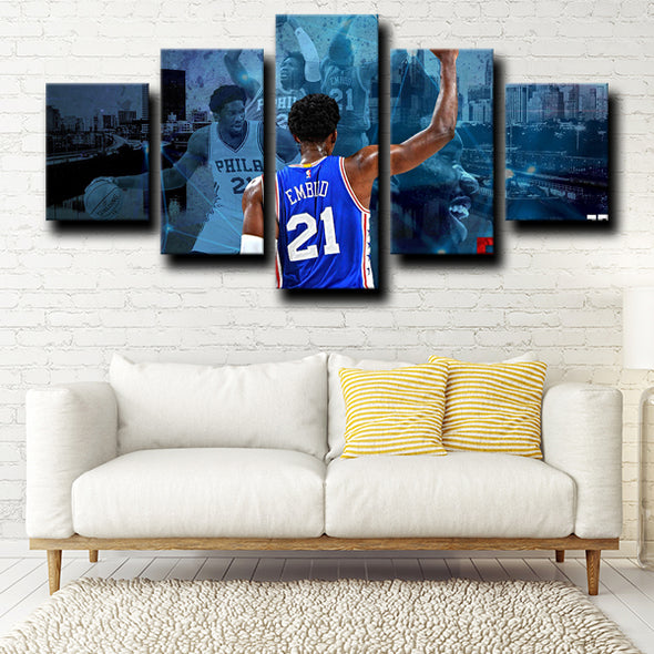 cool 5 piece canvas prints 76ers MVP Embiid wall decor-1211 (1)
