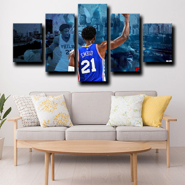 cool 5 piece canvas prints 76ers MVP Embiid wall decor-1211 (3)