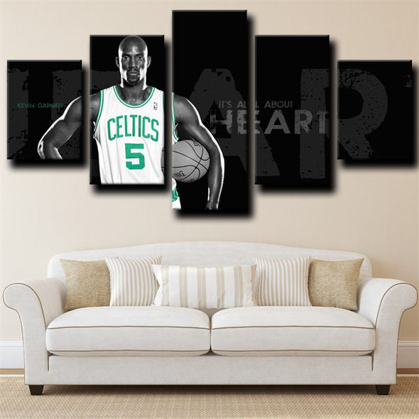 custom 5 panel canvas Boston Celtics Garnett wall art decor picture-1239 (1)