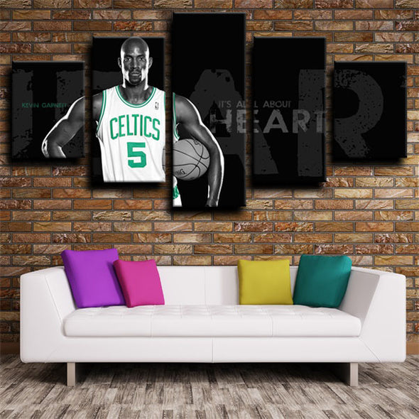 custom 5 panel canvas Boston Celtics Garnett wall art decor picture-1239 (2)