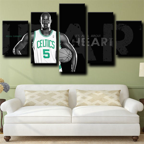 custom 5 panel canvas Boston Celtics Garnett wall art decor picture-1239 (3)