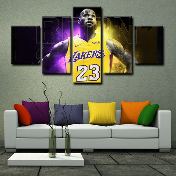  custom 5 panel canvas LeBron James wall art decor picture1213 (3)