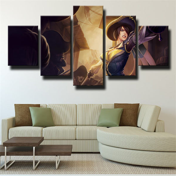 custom 5 panel canvas League Of Legends Fiora wall art decor picture-1200 (2)