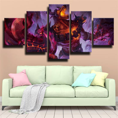 custom 5 panel canvas League Of Legends Nasus  wall art decor picture-1200 (1)