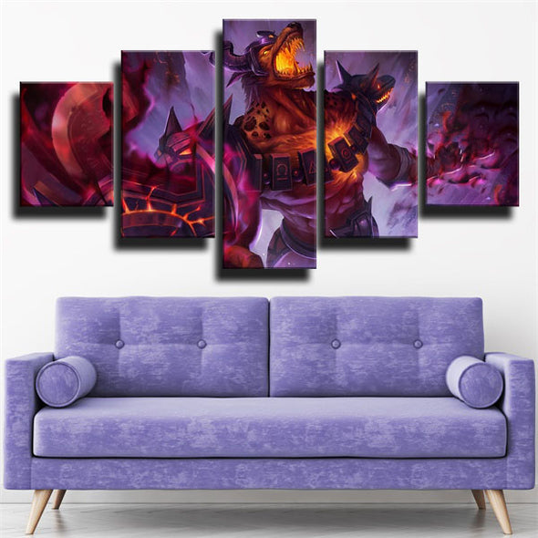 custom 5 panel canvas League Of Legends Nasus  wall art decor picture-1200 (2)