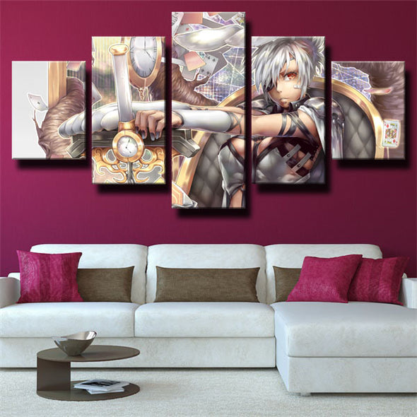 custom 5 panel canvas League of Legends Riven wall art decor picture-1200 (3)