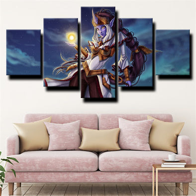 custom 5 panel canvas League of Legends Soraka wall art decor picture-1200 (1)