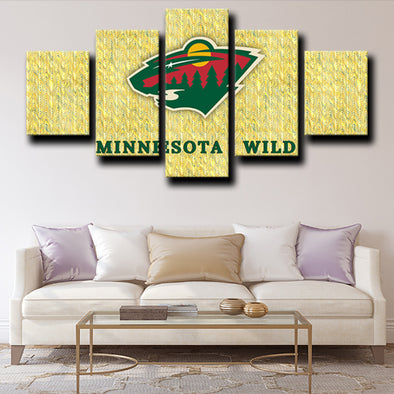 custom 5 panel canvas Minnesota Wild Logo wall art decor picture-1204 (1)