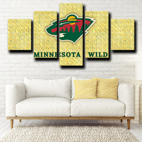 custom 5 panel canvas Minnesota Wild Logo wall art decor picture-1204 (4)