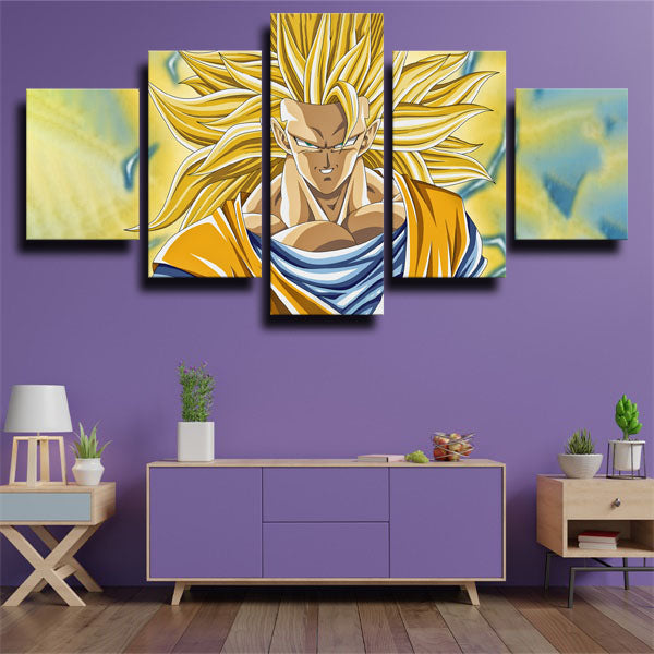 Goku Super Saiyan Panels Blue Canvas Decoration - Dragon Ball Z Merch