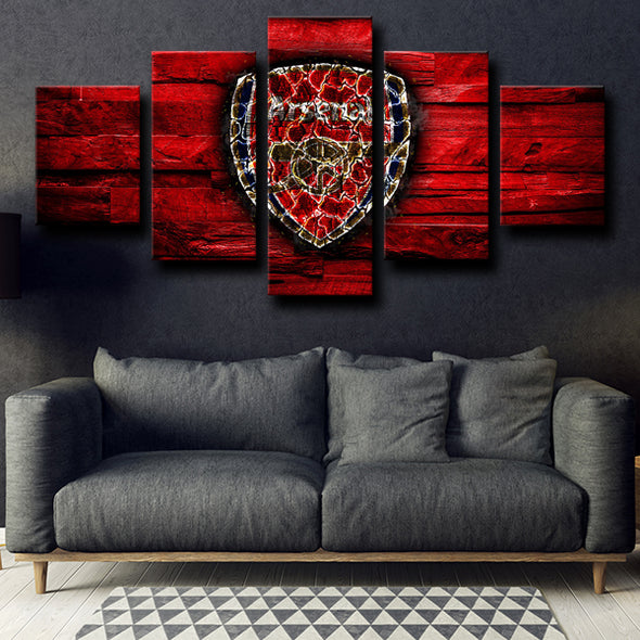 custom 5 panel canvas prints Arsenal Logo Red live room decor-1208 (3)