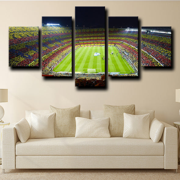 custom 5 panel canvas prints Barcelona Stadium live room decor-1216 (2)