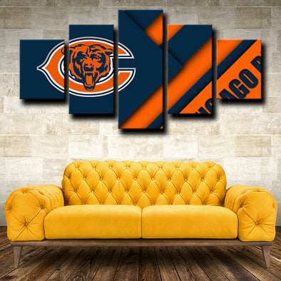 custom 5 panel canvas prints Chicago Bears logo crest live room decor-1222 (1)