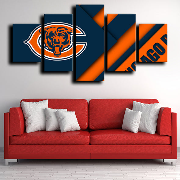custom 5 panel canvas prints Chicago Bears logo crest live room decor-1222 (2)