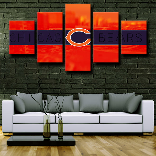 custom 5 panel canvas prints Chicago Bears logo live room decor-1205 (3)
