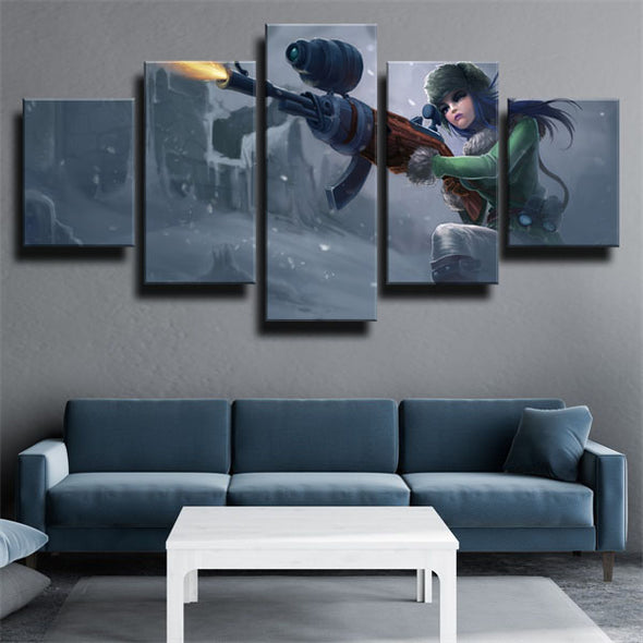 custom 5 panel canvas prints League Legends Caitlyn live room decor-1200 (2)