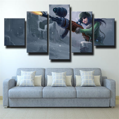 custom 5 panel canvas prints League Legends Caitlyn live room decor-1200 (1)