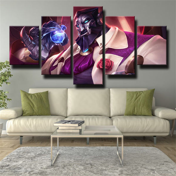 custom 5 panel canvas prints League Of Legends Galio live room decor-1200 (3)