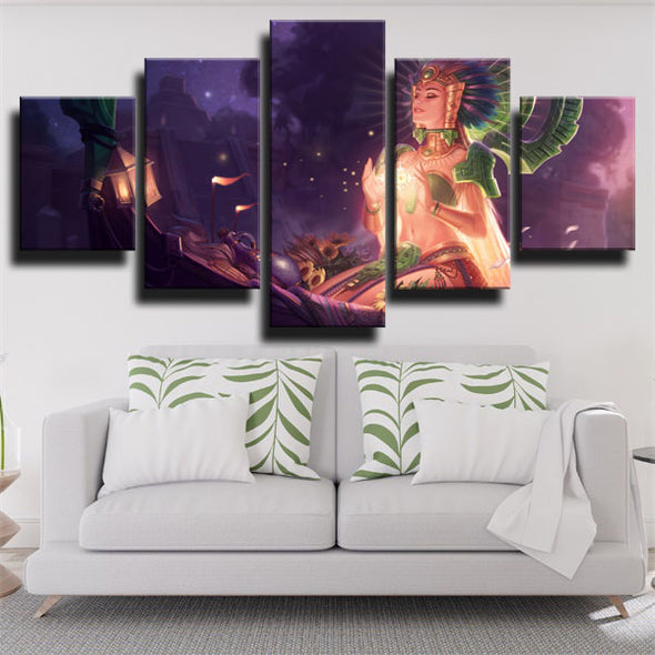 custom 5 panel canvas prints League Of Legends Karma live room decor-1200 (2)