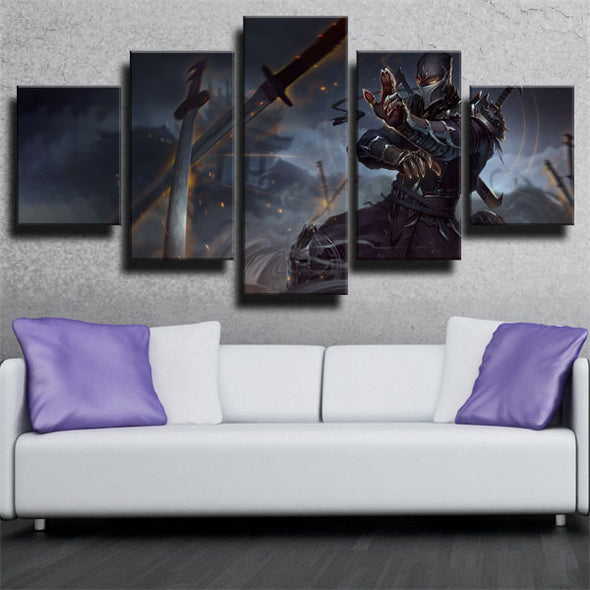 custom 5 panel canvas prints League of Legends Shen live room decor-1200 (2)